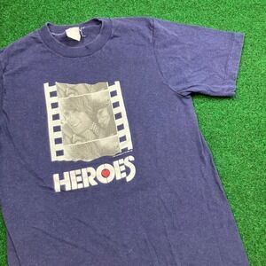 Vintage Heroes Shirt Mens S Blue White 1977 Henry Winkler Movie Promo 70s Tee